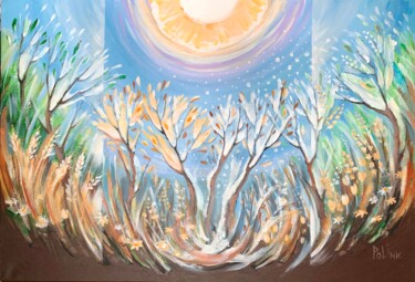 Painting titled "Four seasons - Wint…" by Polina Gerdjikova (POLINA), Original Artwork, Acrylic Mounted on Wood Stretcher fr…