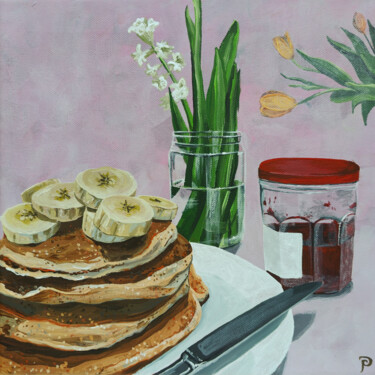 绘画 标题为“Sunday breakfast” 由Polina Guseva, 原创艺术品, 丙烯 安装在木质担架架上