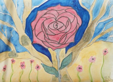 Ζωγραφική με τίτλο "La rose de la foret." από Polina, Αυθεντικά έργα τέχνης, Ακουαρέλα