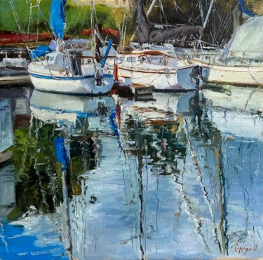 Painting titled "Яхты/Yachts" by Polina Sereda, Original Artwork, Oil