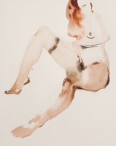 Drawing titled "Ginger mood" by Polina Shibanova, Original Artwork, Watercolor