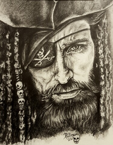 Drawing titled "Pirate" by Polina Turgunova, Original Artwork, Pencil
