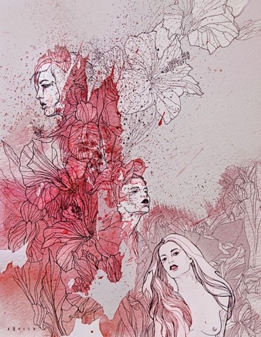 Рисунок под названием "Цветочные фантазии№7" - Полина Андронова, Подлинное произведение искусства
