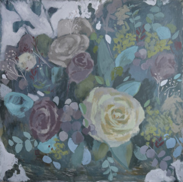 Картина под названием "Forest of flowers" - Polina Kharlamova, Подлинное произведение искусства, Темпера Установлен на Дерев…