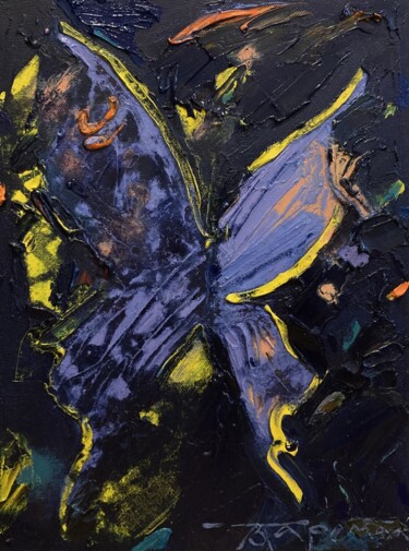 Pintura titulada "Фиолетовая бабочка" por Polina Zaremba, Obra de arte original, Oleo