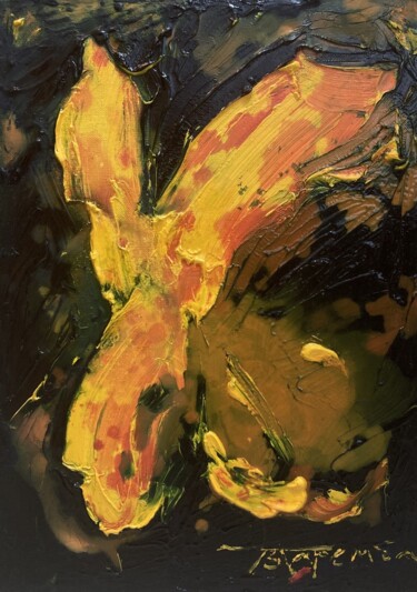 Картина под названием "Яркая бабочка" - Полина Заремба, Подлинное произведение искусства, Масло