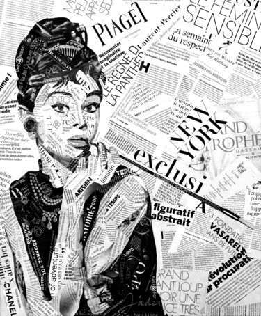 Collagen mit dem Titel "Audrey Hepburn" von Poluk'S, Original-Kunstwerk, Siebdruck