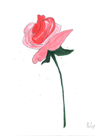 Pittura intitolato "Rose Flower" da Poly, Opera d'arte originale, Acquarello