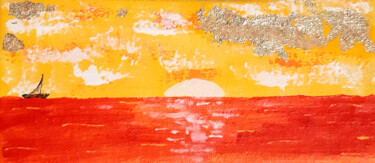 Painting titled "Warm sea" by Poly, Original Artwork, Acrylic Mounted on Cardboard