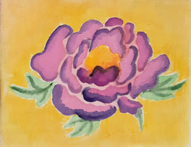 Pittura intitolato "Adorable flower" da Poly, Opera d'arte originale, Acquarello Montato su Cartone