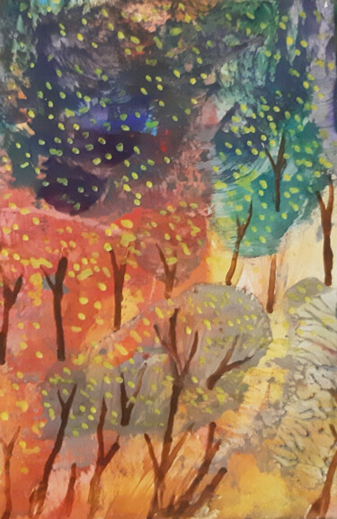 Malarstwo zatytułowany „Forest (hot wax on…” autorstwa Poly, Oryginalna praca, Wosk