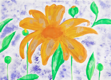 Картина под названием "Sunflower (acrylic…" - Poly, Подлинное произведение искусства, Акрил