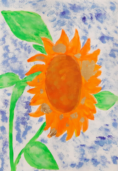 Painting titled "Sunflower and sky (…" by Poly, Original Artwork, Acrylic