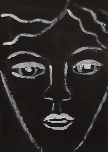 Peinture intitulée "ACEO Face portrait…" par Poly, Œuvre d'art originale, Acrylique