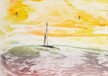 Pintura titulada "Seascape (wax paint…" por Poly, Obra de arte original, Cera