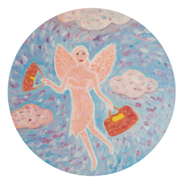 Картина под названием "Shopping fairy (oil…" - Poly, Подлинное произведение искусства, Масло Установлен на Деревянная панель