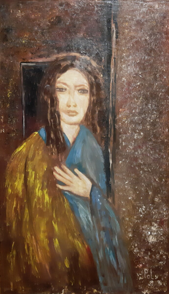 Malarstwo zatytułowany „Ukrainian woman” autorstwa Poly, Oryginalna praca, Olej Zamontowany na Panel drewniany