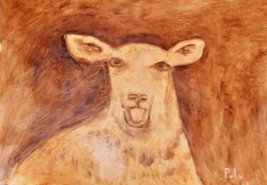 Painting titled "Sheep portrait" by Poly, Original Artwork, Oil
