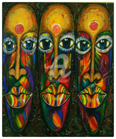 Peinture intitulée "The Mask" par Poonam Tiwari, Œuvre d'art originale, Acrylique