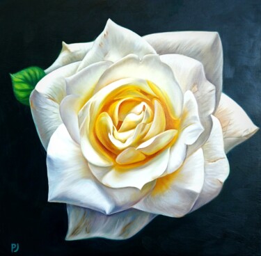 Painting titled "Petals of Light" by Josephine Popova, Original Artwork, Oil Mounted on Wood Stretcher frame