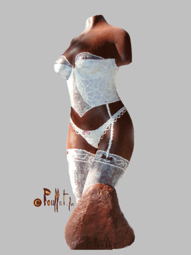 Peinture intitulée "Nu  lingerie blanch…" par Pouffet, Œuvre d'art originale