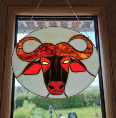 Sculpture titled "Evil Buffalo" by Poulpageddon, Original Artwork, Glass