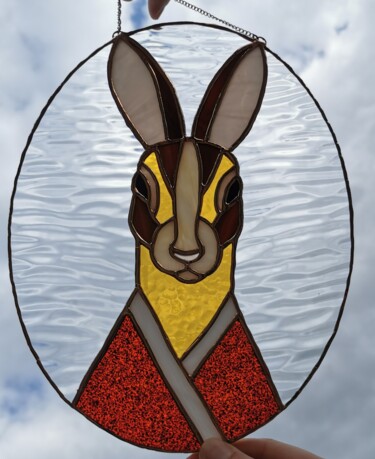 Sculpture titled "Lapin Kimono" by Poulpageddon, Original Artwork, Glass