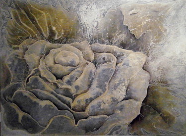 Schilderij getiteld "l'impossible rose b…" door Pierre Paul Parmentier, Origineel Kunstwerk, Olie