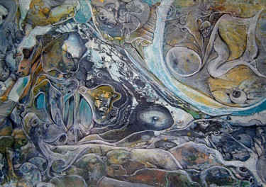 Peinture intitulée "biomorphisme-abstra…" par Pierre Paul Parmentier, Œuvre d'art originale, Huile