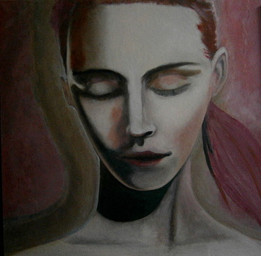 Malerei mit dem Titel "visage-de-femme -to…" von Pierre Paul Parmentier, Original-Kunstwerk, Öl