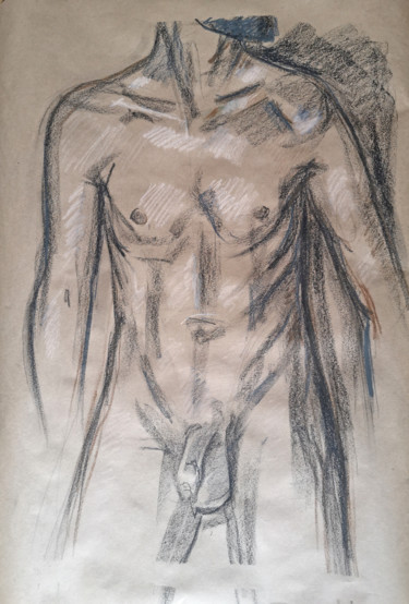 Zeichnungen mit dem Titel "Nude model study 05" von Rita Pranca, Original-Kunstwerk, Kreide