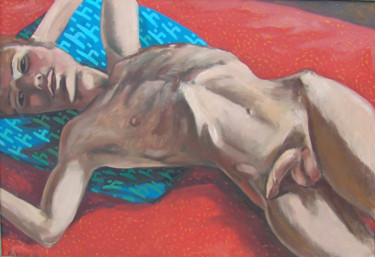 Peinture intitulée "Nude study of Arthur" par Rita Pranca, Œuvre d'art originale, Huile
