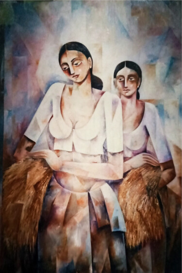 Painting titled "Gathering Harvest" by Prasanna Upali, Original Artwork, Oil