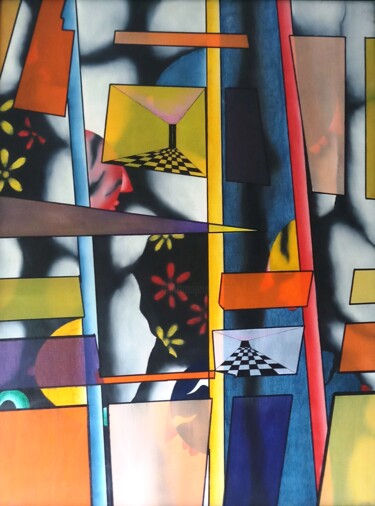 Картина под названием "Colorful World-01" - Prashant Sharma, Подлинное произведение искусства, Акрил Установлен на Деревянна…