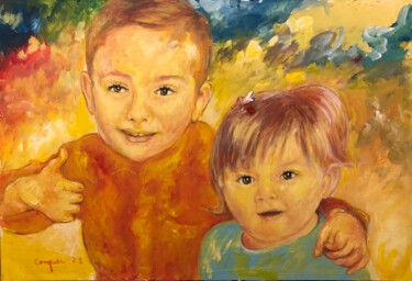 Painting titled "Bambini" by Primo Canepari, Original Artwork, Acrylic