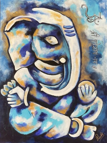 Schilderij getiteld "Ganesha" door Prinkle Mehta, Origineel Kunstwerk, Acryl