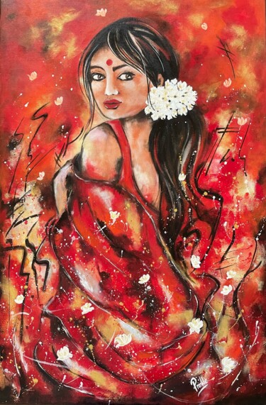 绘画 标题为“Fiery Jasmine” 由Prinkle Mehta, 原创艺术品, 丙烯