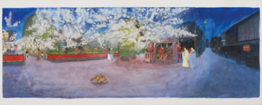 Peinture intitulée "Shirakawa Gion" par Priscilla Moore, Œuvre d'art originale, Pigments Monté sur Panneau de bois