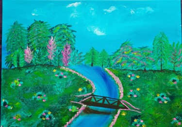 Pittura intitolato "La rivière" da Priscillia Leroy Lopez (Fleurhope), Opera d'arte originale, Acrilico