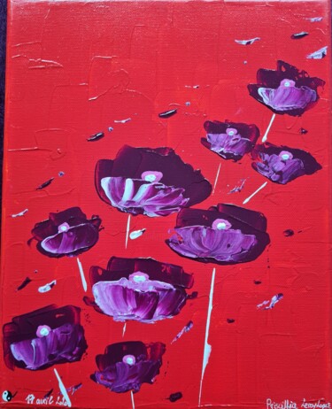 Pintura intitulada "Les fleurs violettes" por Priscillia Leroy Lopez (Fleurhope), Obras de arte originais, Acrílico