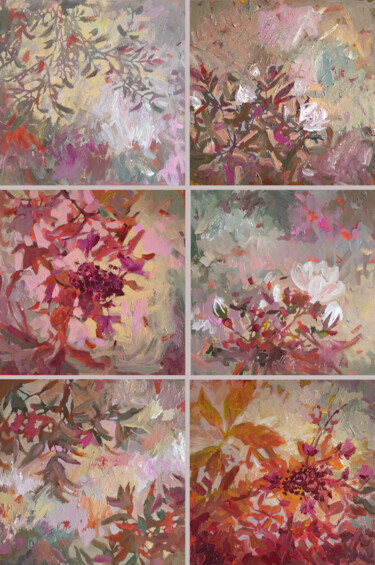 Pittura intitolato "Old Garden set of 6…" da Ekaterina Prisich, Opera d'arte originale, Acrilico Montato su Telaio per barel…