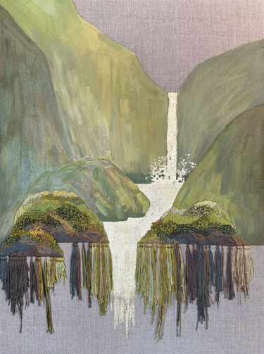 Pintura titulada "Mossy Mountains Wat…" por Ekaterina Prisich, Obra de arte original, Acrílico