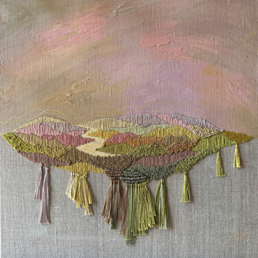 Pintura intitulada "Pink Green Valley" por Ekaterina Prisich, Obras de arte originais, Acrílico