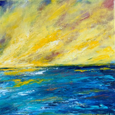 Painting titled "Dramatic Sky" by Pritisart Priti Desai, Original Artwork, Acrylic Mounted on Wood Stretcher frame