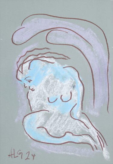 Drawing titled "versunken" by Prof. Andreas Loeschner-Gornau, Original Artwork, Gouache