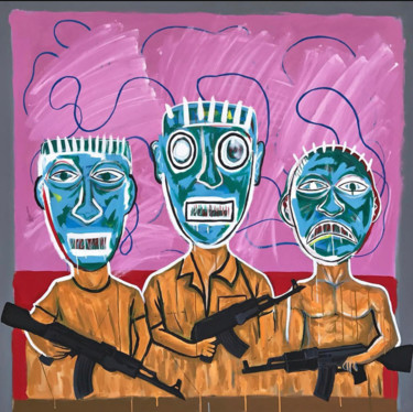 Painting titled "Les enfants soldats" by Prohouly, Original Artwork, Acrylic