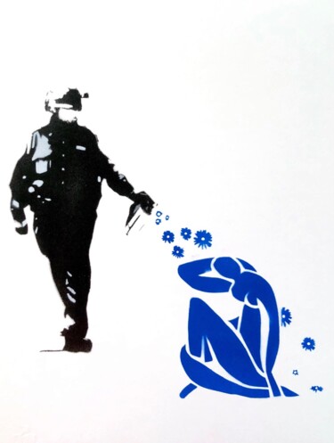Drawing titled "Flower Power Matisse" by Canned, Original Artwork, Stencil