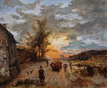 Schilderij getiteld "German lowlands lan…" door Prokaj Dávid, Origineel Kunstwerk, Olie