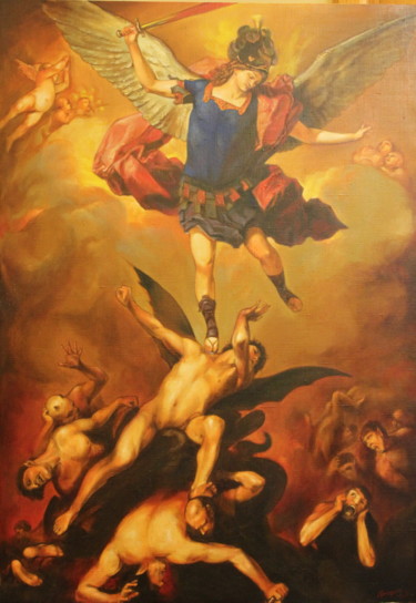Painting titled "angel" by Gennadiy Protsko, Original Artwork, Oil