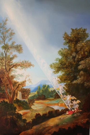 Painting titled "stairway to Heaven" by Gennadiy Protsko, Original Artwork, Oil